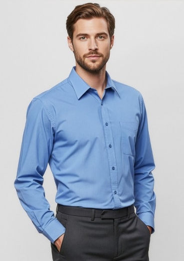 Picture of Biz Collection Mens Micro Check Shirt Long Sleeve 50% Cotton 50% Polyester